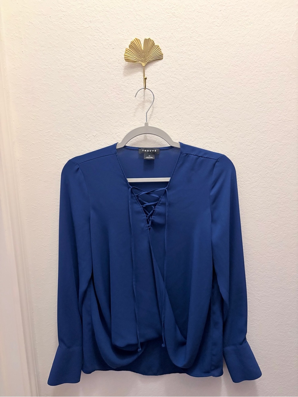 Trouvé Nordstrom Royal Blue Lace-Up Wrap Blouse XS
